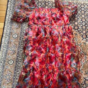Red/pink flower print dress